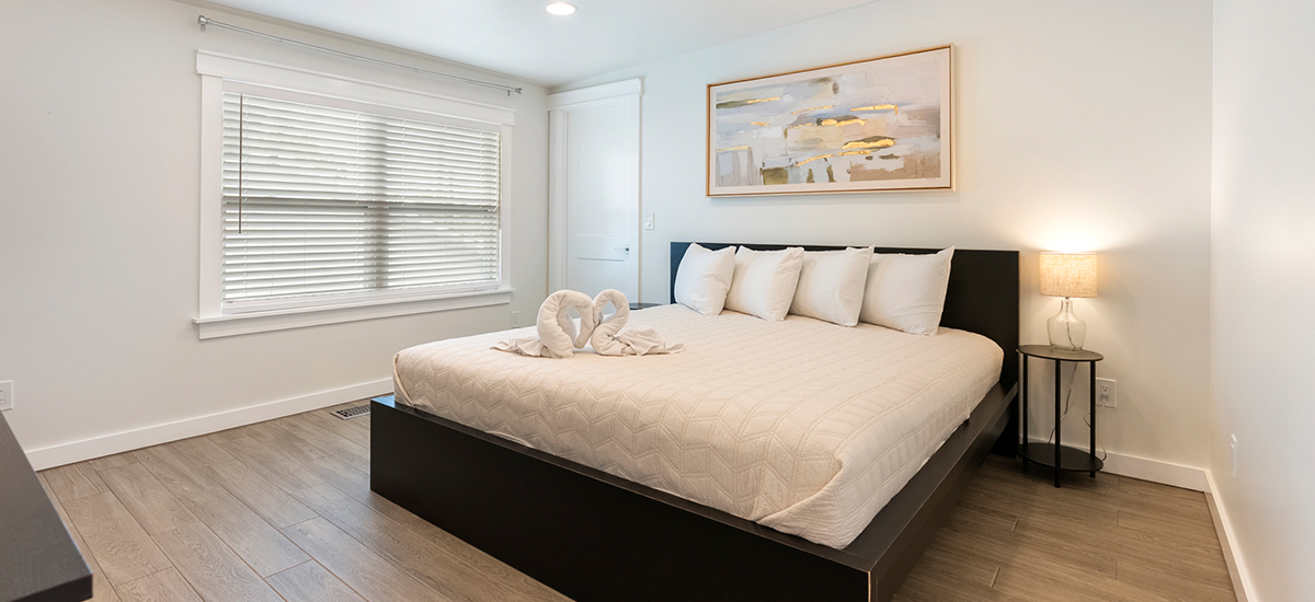King bedroom at The Beach Break vacation rental