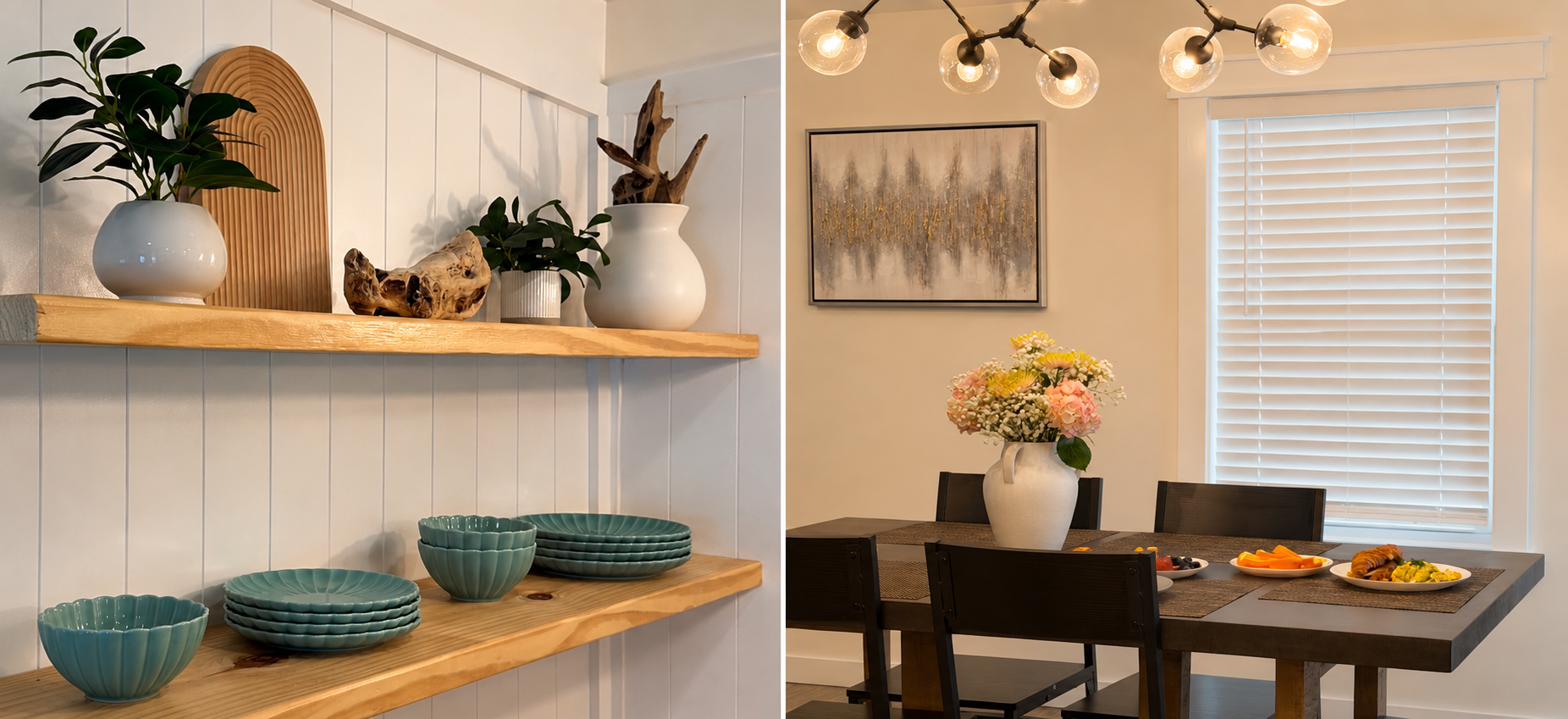 Dining area inside The Beach Break vacation rental